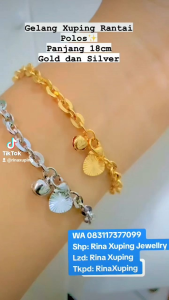 RinaXp- Gelang Rantai Polos PaperClip Xuping Lapis Emas Gelang Rantai Simpel