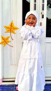 gamis anak putih canda renda NAF//gamis manasik//baju gamis terlaris//baju muslim anak