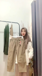 Celana 7/9 Haruka Kancing Twill Combed