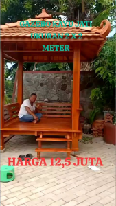 gazebo taman kayu jati ukuran 2 x 2 meter