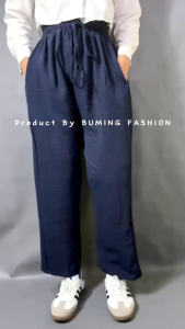 Buming Fashion: Celana Kulot Cringkel Airflow Motif Tali Serut Aktif