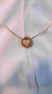 Abee Acc-1444 Aksesoris kalung Love bingkai perhiasan Wanita titanium mata Zircon 45cm