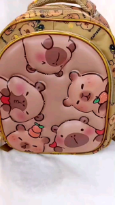 Capybara School Backpack Bags for Kindergarten Toddlers Kids Boys Girls - 12 Inches Double Compartments