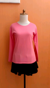 atasan kaos wanita pink ELISSA cewek M lengan panjang santai blouse