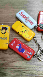 Creative Ordinary Flame Lighter With Keychain (Laser engraved)