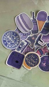 15 pcs | 30 pcs | 55 pcs | 70 pcs | 100 pcs Violet Stickers Vintage Cute Aesthetic Cool Sticker Glossy Paper Waterproof