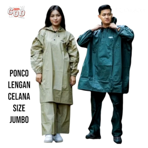 Jas  Hujan Jumbo Poncho Lengan+Celana Elmondo 718 Terbaru Best Quality