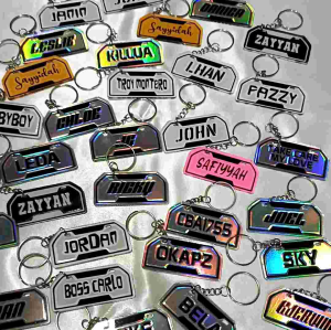 Personalized Mini Plate Acrylic Keychain in 3 Color Variants & 6 Designs