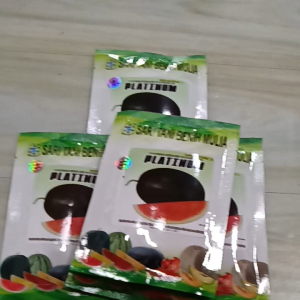Benih Semangka Non Biji Jumbo Platinum F1 Tipe Lonjong Oval (Daging Merah Manis Kulit Tebal Hijau Gelap) isi 20 Gram Masa Berlaku Benih 2027 Terbaru Panjang - Benih Sari Tani Seed (Original 100 % Kemasan Pabrik)