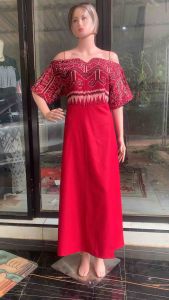 Dress puak kumbu kombinasi polos