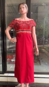 Dress Tenun puak kumbu leher bulat