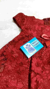 gaun bayi full brokat tangan pendek 6-12 bulan