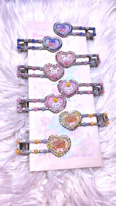 Cute Kawaii Heart Hair Clips for Girls – Glitter Resin Cartoon Animal Hairpins Handmade Beaded Barrettes for Kids and Teens 可爱卡通爱心发夹 – 手工珠饰树脂闪粉发饰,适合儿童与青少年女生