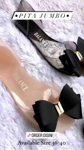 Sepatu Flatshoes Wanita Jelly Pita Transparan 186-3A Import Anti slip