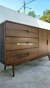 (FREE Installation) KBS Bourgeois  4.5FT Sideboard Buffet Cabinet / 3 Drawers 2 Doors / Mid-Century Design / Classic /  L140 x W40 x H79 cm