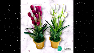 tulip gubahan bersama pasu gold mewah terkini gubahan untuk hari raya