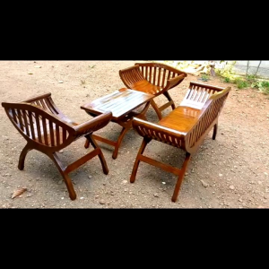 Kursi Teras Tamu Model Yuyu Sandaran Kayu Jati