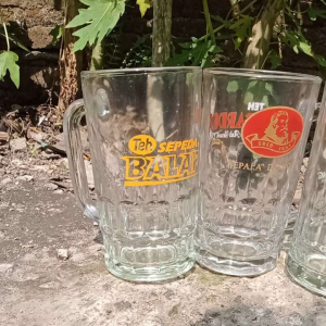 Gelas Tjangkir Bening 450ml Merek Random - Harga 1pcs