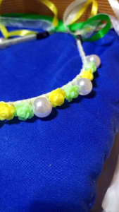 long tailed headbands with flower and pearl beads