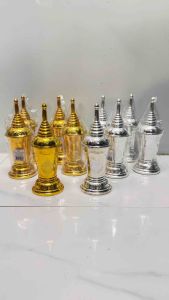 โกศใส่อัฐิลายไทยเทพพนม ฝาเกลียวพลาสติก สีเงิน สีทอง สำหรับใช้บรรจุอัฐิ(ที่เก็บกระดูก)ในพิธีกรรมทางศาสนา