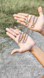 สร้อยสแตนเลสแท้ สร้อยพระ สีทองและสีเงิน หนา 4 มิล งาน Handmade ตัดมือ รุ่น มีเงินมีทอง สำหรับห้อยพระ 2 องค์ ไม่ลอกไม่ดำ โดยร้านชินตา