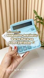 ( KM ) Calculator Macaron Layar Tenaga Surya Digital 2 Power Tanpa Baterai Kakulator Makaron Besar 12 Angka