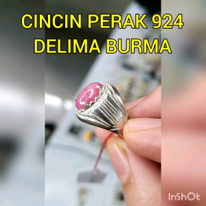 CINCIN PERAK 925 DELIMA BURMA ASLI PERMATA BATU STONE FOR RING CINCIN HIGH QUALITY GERM STONE