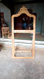 Rangka Standing Mirror Kayu Ukir Cermin Kaca Murah Terbaru