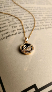 Kalung Liontin Angsa Stainless Steel Dainty Round Swan Necklace