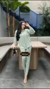 Setelan Wanita Kekinian One Set Terbaru Cringkle Airflow Premium trendy lengan panjang by Alwi’s