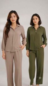 ELLA Terno Small-Large Elegant Orange & Green Button-Front Blouses with Long Sleeves and Pockets Perfect for Office Wear and Casual Settings Womenswear Lingerie Minimalist Basic Clothes Suits