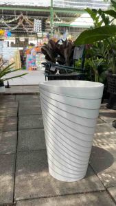 ‼️ถูก  ส่งเร็วทันใจ‼️ กระถางพลาสติกทรงกรวยสูง ลายคลื่น  ขนาด 12-16 นิ้ว