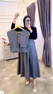 Set Rok Rompi Iner royani/Welina Set/Setelan Terbaru Fashion Wanita Kantor