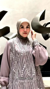 bintang exlusive gamis motif terbaru simple elegant kekinian gamis produk Amore by Ruby edisi Luna dress