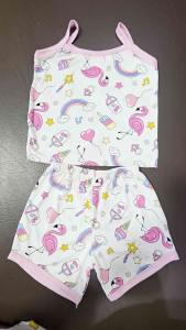 3Pairs/6Pcs Everyday Spaghetti Strap Top With Short For Girls 1-2 And 5-7 Years Old