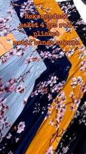 Rok Plisket Anak Trendy Terlaris Motif Bunga Sakura