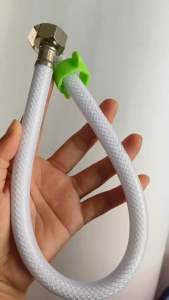 สายน้ำดีใยแก้วสีขาวมุก 1/2" x 1/2" ติดตั้งกับอ่างล้างหน้า พร้อมหลายขนาด สายถักสวยงาม ไม่หักแตกง่าย