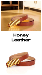 Honey Leather Belt for Women Korean Fashionable Design 110cm  2.3cm width