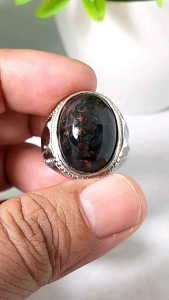 cincin batu bacan motif tembaga natural realpic