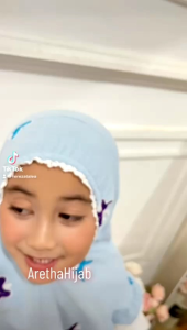 Bergo Kerut Renda Anak 3D & Hijab Instan Anak Bahan Cringkle Embose Star