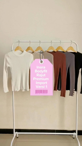 INARA - Bodyfit Rajut Atasan Manset Rib Knit Kancing Rajut Premium Import