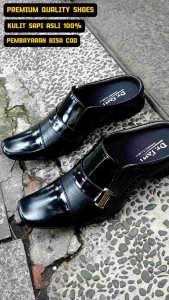 SEPATU SANDAL BUSTONG FORMAL PRIA ( GARANSI KULIT SAPI 100% ) MODEL B6015 HITAM ( PREMIUM HIGH QUALITY )