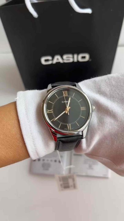 Đồng Hồ Nam Casio MTP-V005L-1B5UDF Trang Trọng Lịch Lãm Mặt Kính Khoáng Đen Dạ Quang 40mm Chống Nước Dây Da Chính Hãng Casio WATCHSTORE