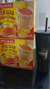 COMBO 2 HỘP TRÀ SỮA HILLWAY GÓI LỚN + LY KIM CƯƠNG ĐEN 710ml