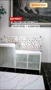 Rak Kompor Plus Wastafel & Rak Piring Bahan Almunium, Kaca, dan PVC