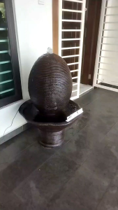 S107 Brown Egg Feng Shui Water Fountain Ball Pond Kolam Air Sandstone Garden Water Feature Balinese 风水流水喷泉瀑布池 Deco 2