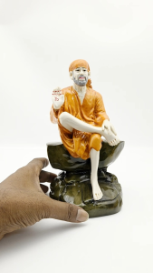 PREMIUM QUALITY Multicolour Marble Handpainted Dwarka Sai Bab Idol HOME DECORATION ST156