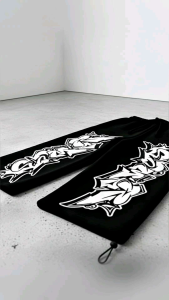 SMUSHKIDS Celana Skena Anak Panjang Baggy Gombrong Graffity Usia 7-12 Tahun Fleece Hitam VOL011