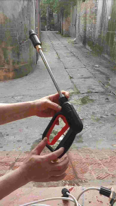 Bộ dây xịt rửa xe áp lực cao 10 15 20 30m Và súng rửa xe cò đỏ ren 22mm (kèm ống nối 30cm)