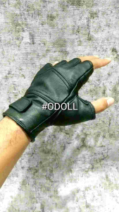 sarung tangan motor kulit domba asli untuk touring dan gym nyaman dipakai half dan full finger warna merah maroon | odoll leather